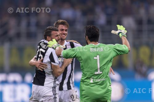 Juventus Daniele Rugani Juventus Andrea Barzagli Giuseppe Meazza final match between Inter 2-3 Juventus Milano, Italy. Final Joy 
