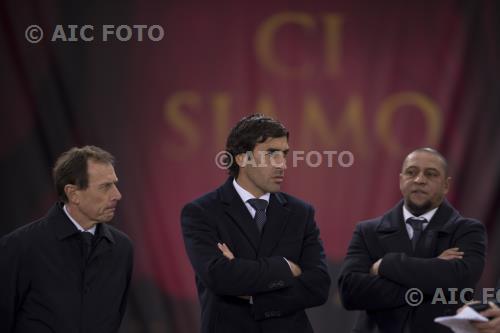 Real Madrid Raul Gonzalez Blanco Real Madrid Roberto Carlos Olimpic final match between Roma 0-2 Real Madrid Roma, Italy. Hall of Fame Roma 