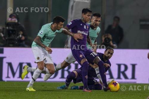 Fiorentina Matias Vecino Falero Inter Jose Martin Caceres Silva Italian championship 2019 2020 16°Day Artemio Franchi match between Fiorentina 1-1 Inter 