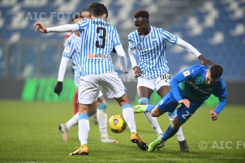 Spal Demba Seck Spal Lukas Haraslin Mapei match between Sassuolo 0-2 Spal Reggio Emilia, Italy 