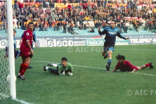 Roma Alain Boghossian Napoli Giuseppe Taglialatela Italian championship 1996 1997 13°Day Olimpic final match between Roma 1-0 Napoli 