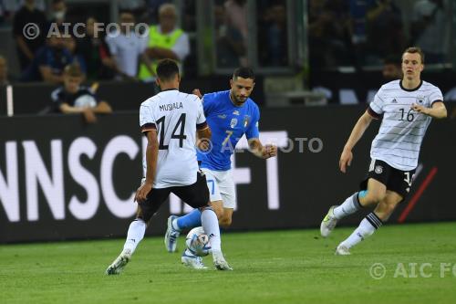 Italy Jamal Musiala Germany Lukas Manuel Klostermann Borussia-Park final match between  Germany 5-2 Italy Monchengladbach, Germany 