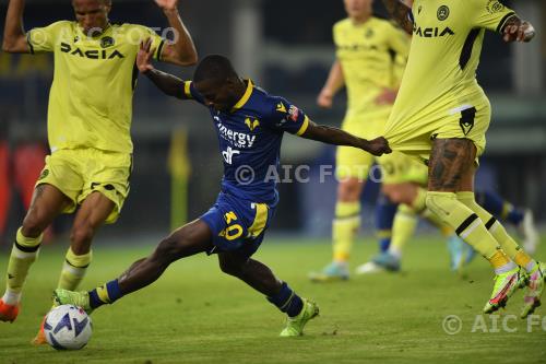 Udinese Yayah Kallon Hellas Verona Roberto Maximiliano Pereyra Marcantonio Bentegodi match between    Hellas Verona  1-2 Udinese Verona, Italy 