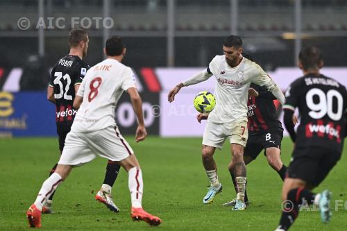 Milan Lorenzo Pellegrini Roma Sandro Tonali Giuseppe Meazza match between  Milan 2-2 Roma Milano, Italy 