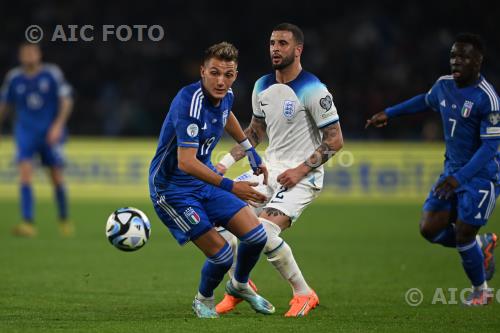 Italy Kyle Walker England Wilfried Gnonto Diego Armando Maradona final match between Italy 1-2 England Napoli, Italy. 