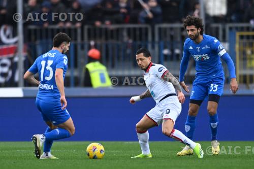 Empoli Gianluca Lapadula Cagliari Sebastiano Luperto Carlo Castellani match between    Empoli  0-1 Cagliari Empoli, Italy 