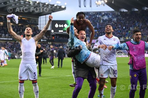 Fiorentina Lucas Beltran Fiorentina Oliver Christensen Fiorentina Fabiano Parisi Fiorentina 2024 Bruges, Belgium 