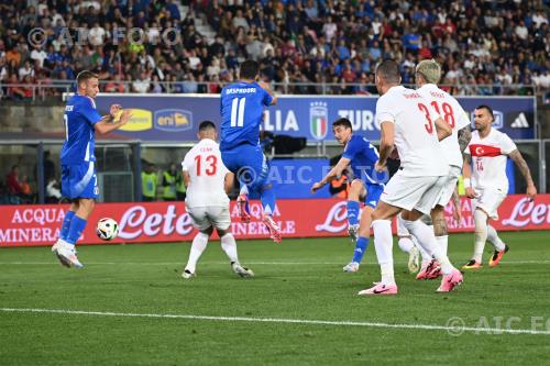 Italy Giacomo Raspadori Italy Cenk Ozkacar UEFA European Qualifier 2023-2024 Group Stage, Match 1 Renato Dall’Ara final match between    Italy 0-0 Turkiye 