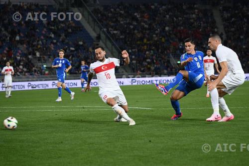 Italy Hakan Calhanoglu Turkiye Merih Demiral Renato Dall’Ara final match between    Italy 0-0 Turkiye Bologna, Italy. 