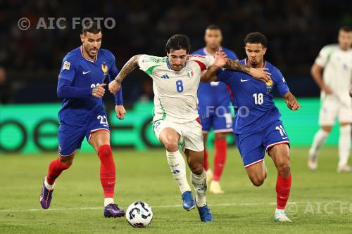 France Sandro Tonali Italy Warren Zaire-Emery final match between France 1-3 Italy Paris, France. 