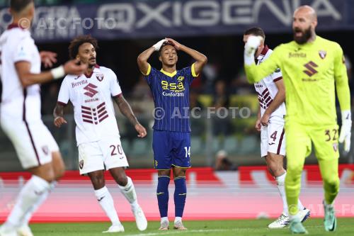 Torino Dailon Livramento Hellas Verona Sebastian Walukiewicz Marcantonio Bentegodi match between    Hellas Verona 2-3 Torino Verona, Italy 