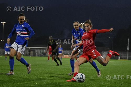 Fiorentina Women Alice Benoit Sampdoria Women Nora Heroum Sciorba match between    Sampdoria Women 1-3 Fiorentina Women Genova, Italy 