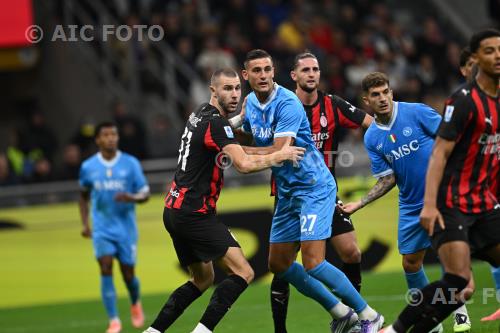 Milan Lorenzo Lucca Napoli Adrien Rabiot Italian championship 2025 2026 5°Day Giuseppe Meazza match between   Milan 2-1 Napoli