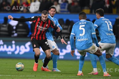 Milan Pasquale Mazzocchi Napoli Juan Jesus Italian championship  2025 2026 Italian SuperCup,1 Semifinal Al -Awwal match between  Napoli 2-0 Milan 