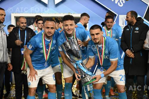 Napoli Amir Rrahmani Napoli Eljif Elmas match between  Napoli 2-0 Bolognaat  Al -Awwal match between  Napoli 2-0 Bolognaat  Al -Awwal Stadium Riyad, Saudi Arabia 