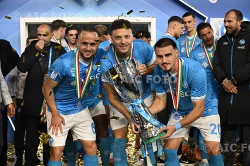 Napoli Amir Rrahmani Napoli Eljif Elmas match between  Napoli 2-0 Bolognaat  Al -Awwal match between  Napoli 2-0 Bolognaat  Al -Awwal Stadium Riyad, Saudi Arabia 