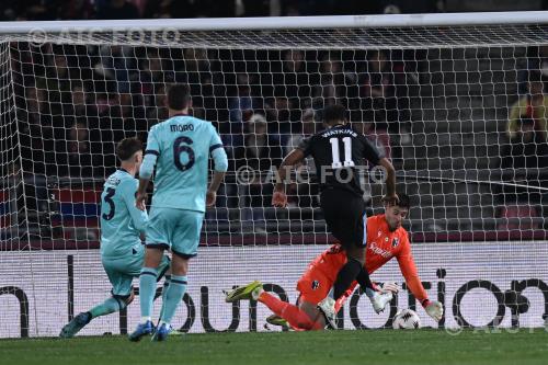 Aston Villa Federico Ravaglia Bologna Juan Miranda Renato Dall’Ara match between    Bologna 1-3 Aston Villa Bologna, Italy 