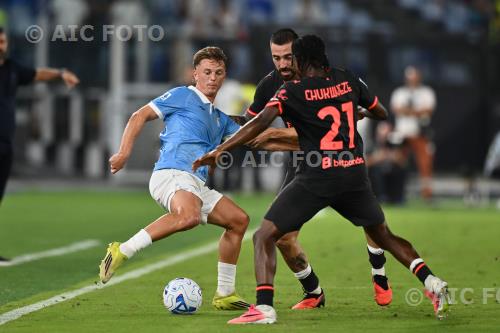 Lazio Mario Gila Milan Samuel Chukwueze Olimpic match between   Lazio 2-2 Milan Roma, Italy 
