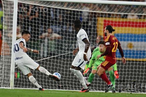 Inter Yann Aurel Bisseck Inter Mario Hermoso Olimpic match between   Roma 2-2 Inter Roma, Italy 