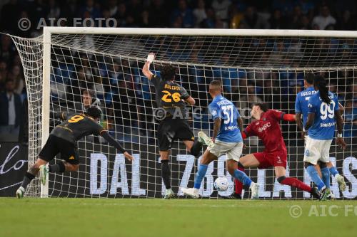 Roma Leonardo Spinazzola Napoli Alex Meret Diego Armando Maradona match between    Napoli 3-3 Roma Napoli, Italy Goal 3-3 