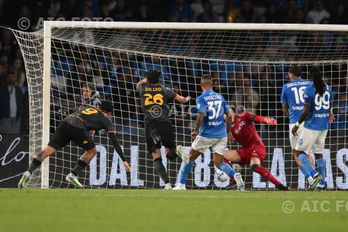Roma Leonardo Spinazzola Napoli Alex Meret Diego Armando Maradona match between    Napoli 3-3 Roma Napoli, Italy Goal 3-3 